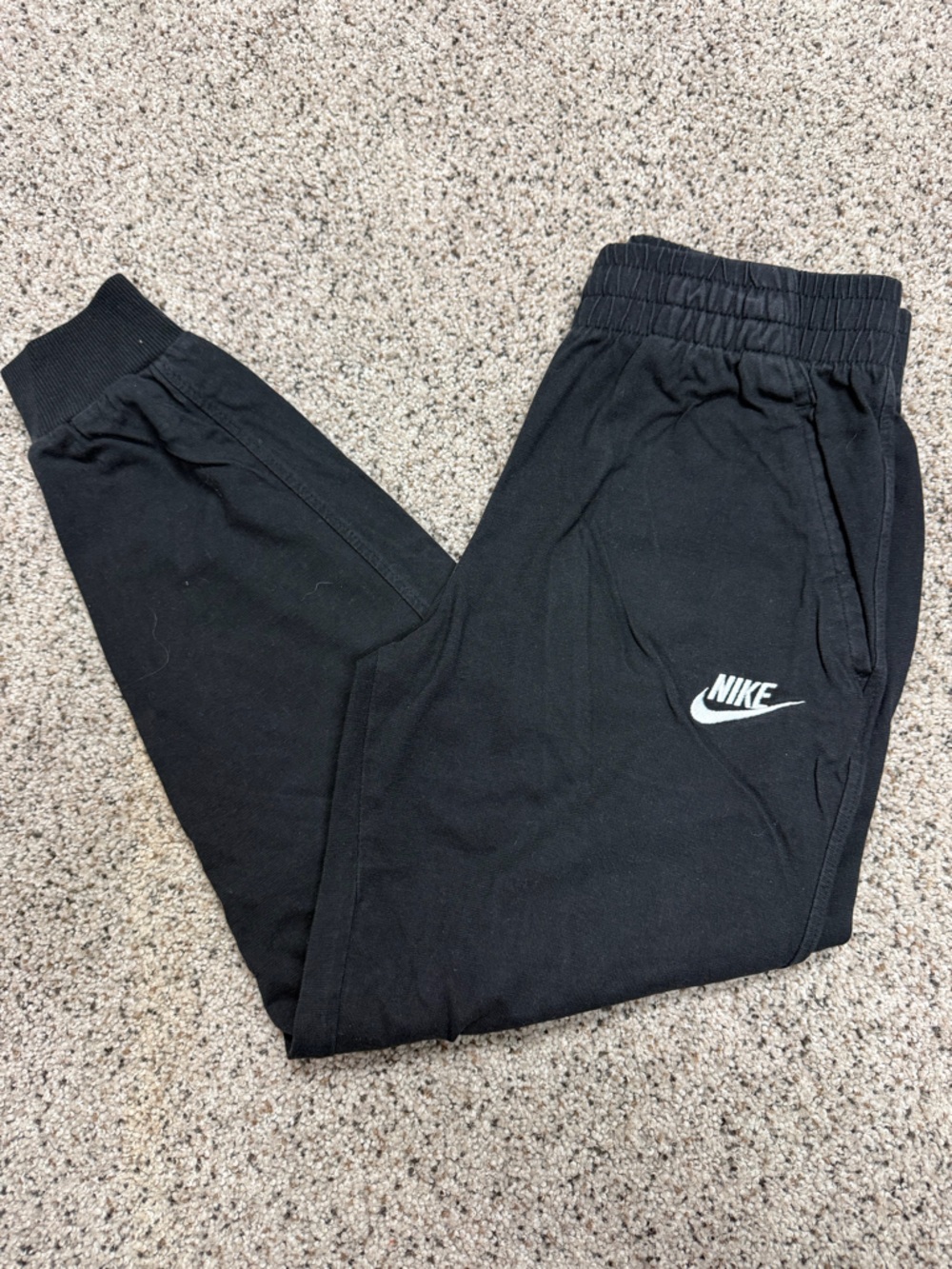 Nike Kids Black Joggers with White Swoosh